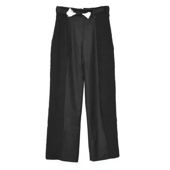B0 RODARTE Black Wool Mohair Cashmere Feather Contrast Panel Trouser Pants Sz 10